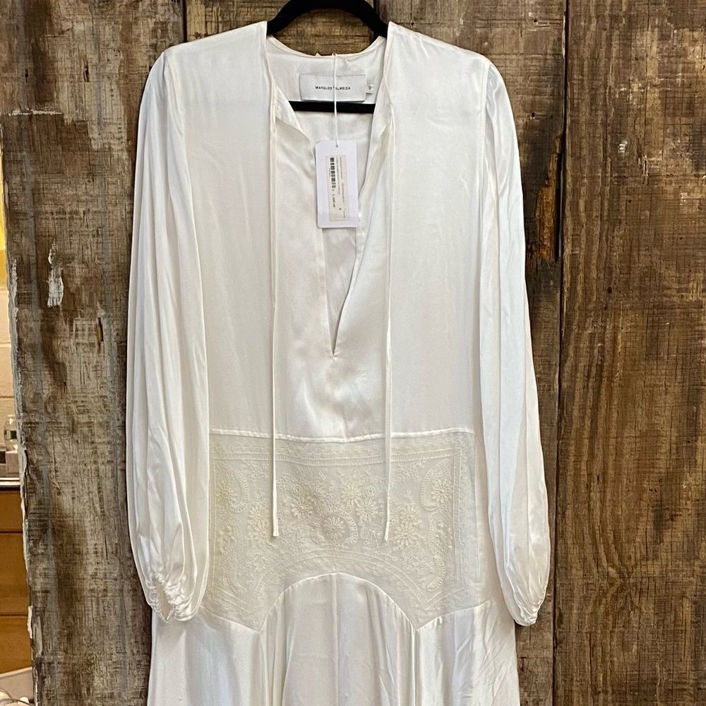 MARQUES' ALMEIDA embroidered silk maxi dress White flapper bridal $1300 NWT S - Picture 10 of 16